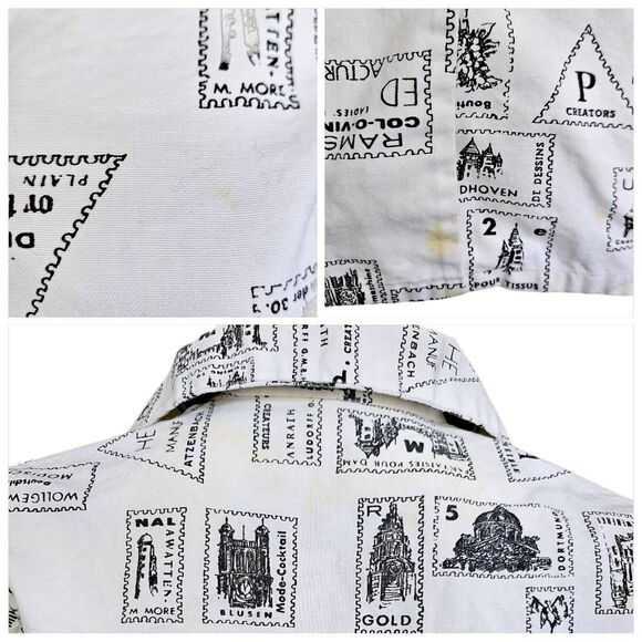vintage stamp-print button down - Picture 6 of 6